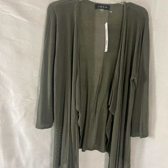 NWT August Silk Olive Green Waterfall Cardigan Knit Sweater size XL - Picture 1 of 7